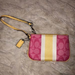 Coach Wristlet With Stripe Detail